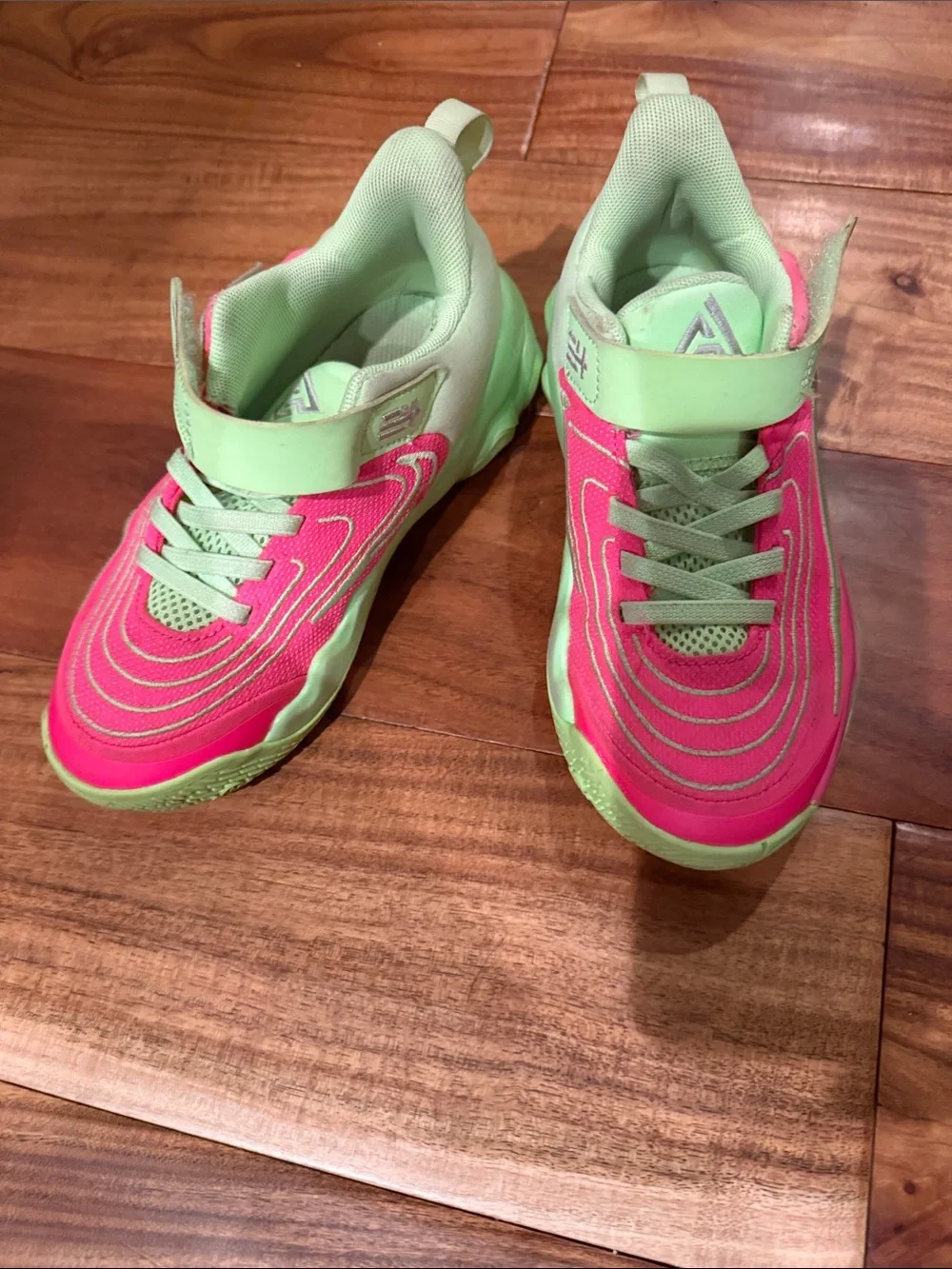Kids Neon Pink and Light Green Nike Giannis Athletic Sneakers - Comfort Fit
